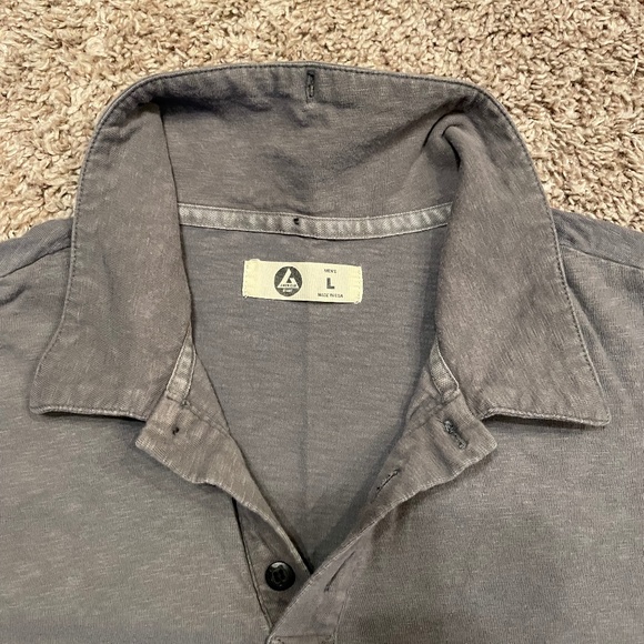 American Giant Slub Polo, Size Large, Color Light Gray - Picture 2 of 5